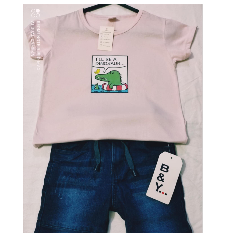 pink tshirt with blue jeans for baby boys