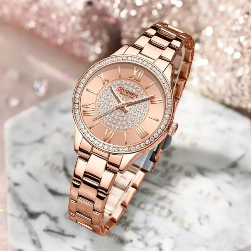 curren diamond watch for ladies fashion