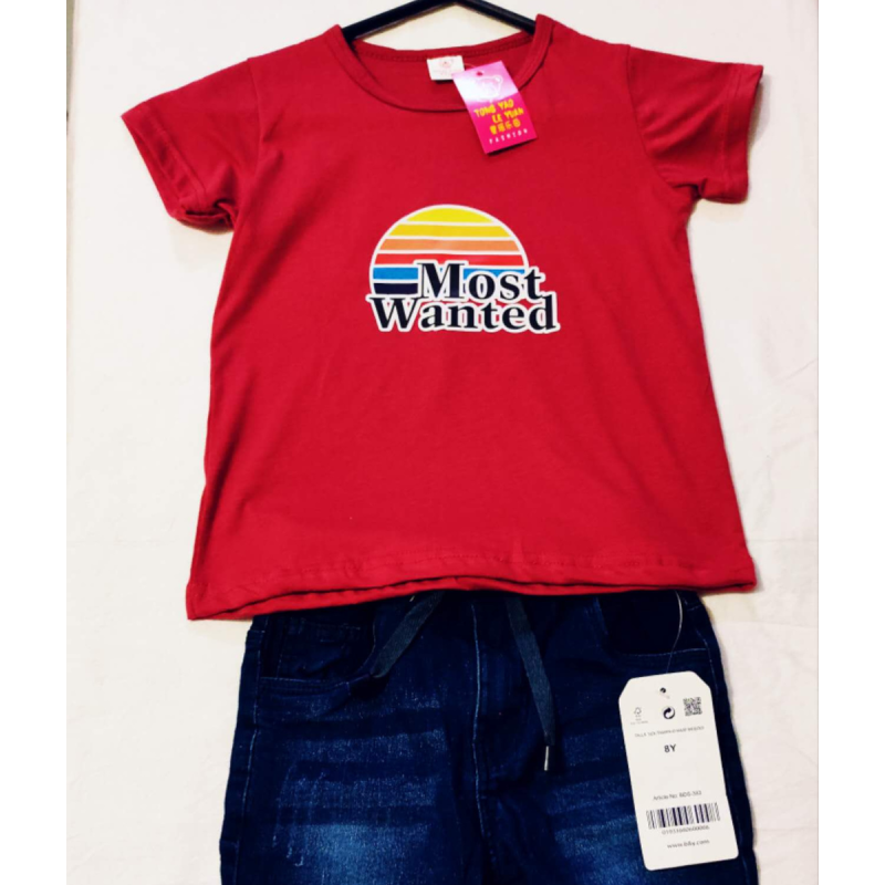 red tshirt with blue jeans for baby boys