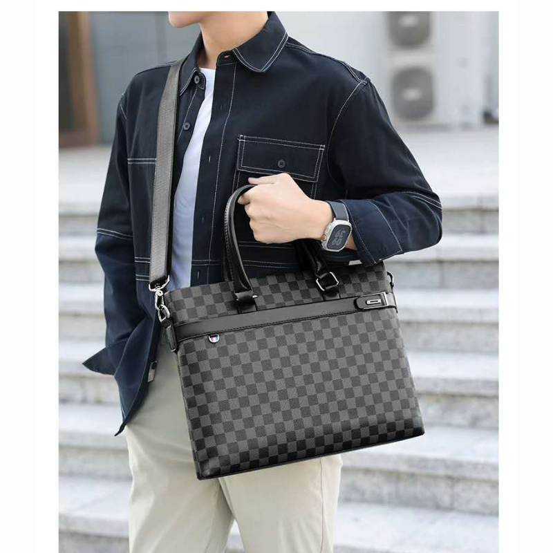 Men's black viral printing laptop bag