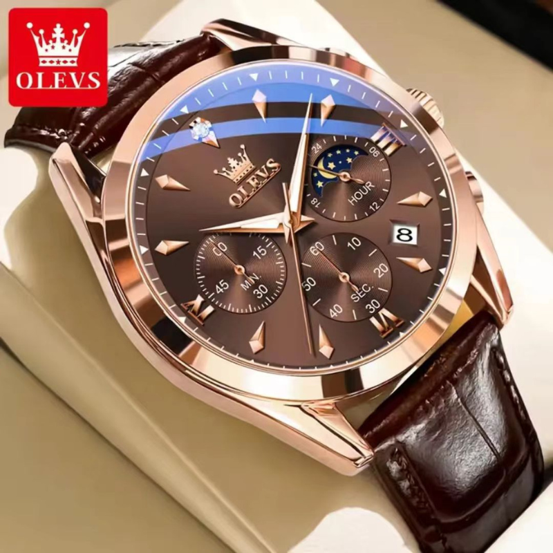 Olevs-3609 active chronograph chocolate color watch