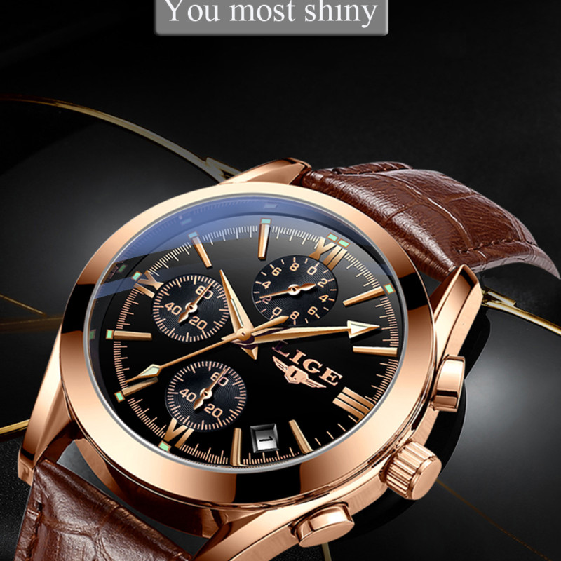 op Brand Luxury Military Quartz Watch Premium Leather Waterproof Sport Chronograph Watch for Men