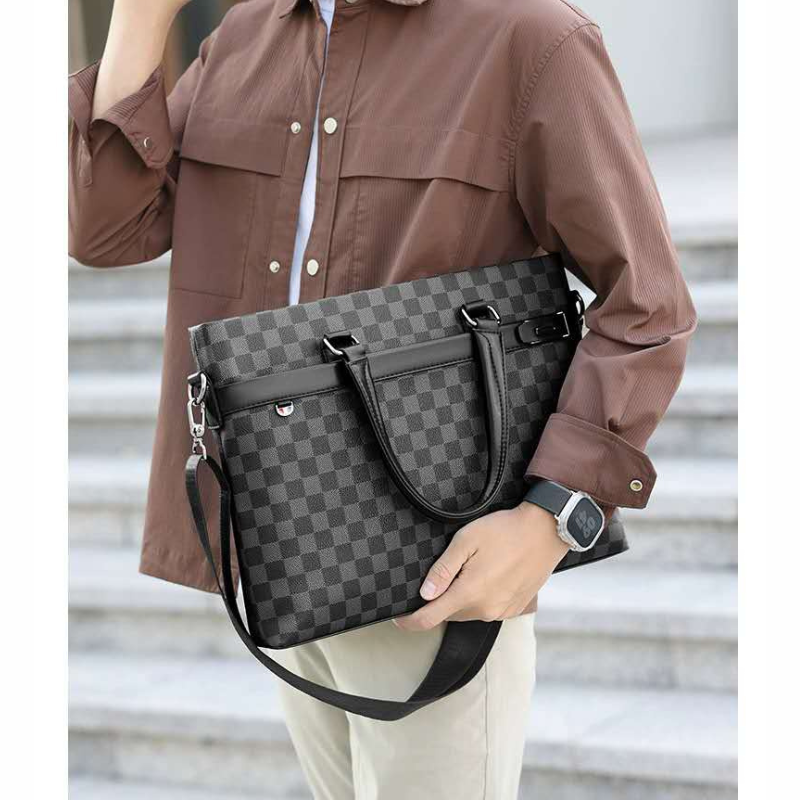 Men's black viral printing laptop bag