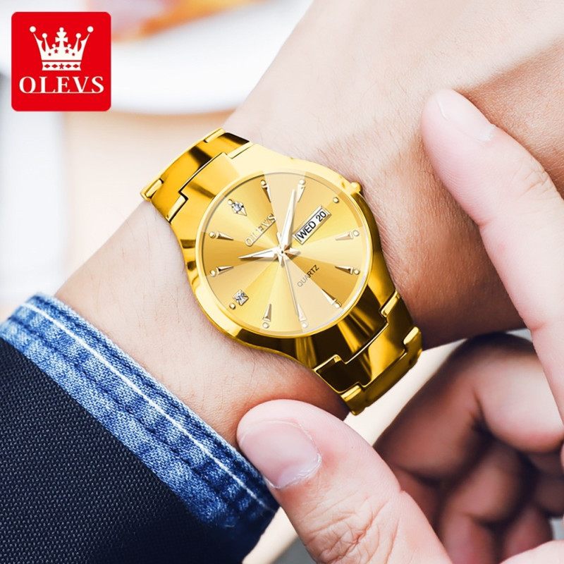 8697 olevs golden ceramic watch for men