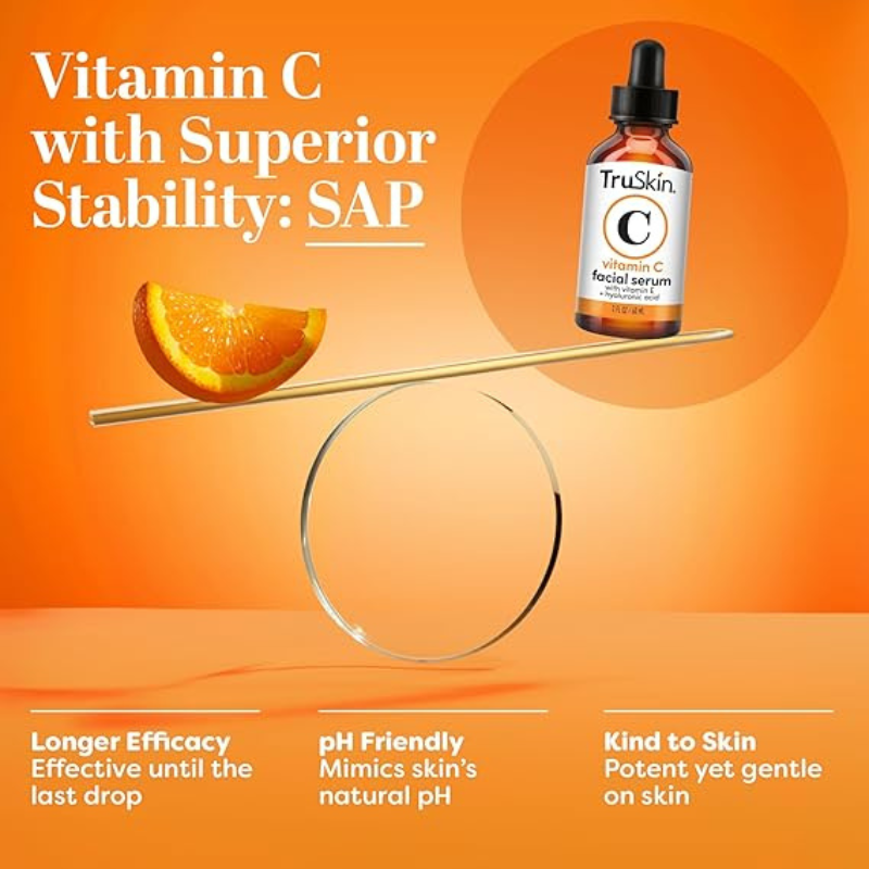 অরিজিনাল TruSkin (ট্রু স্কিন) ভিটামিন সি ফেসিয়াল serum (সিরাম) হাইড্রলিক এসিড এবং ভিটামিন ই সাথে