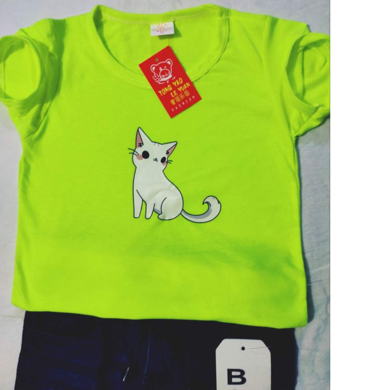 parrot green tshit with jeans