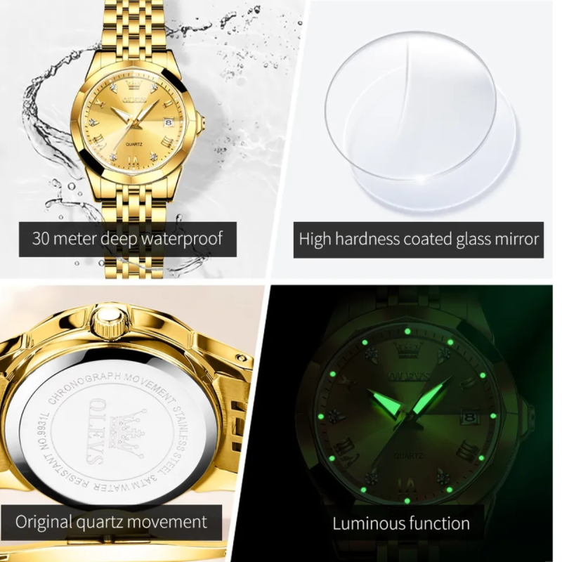 olevs diamond cad watch for ladies fashion