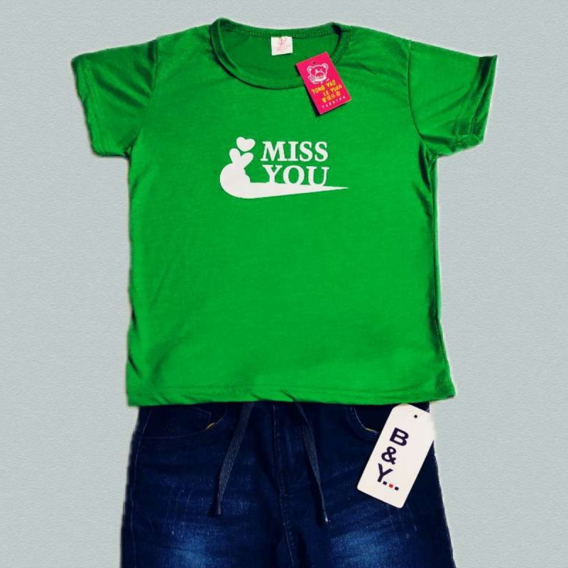 grass green tshirt set for kids
