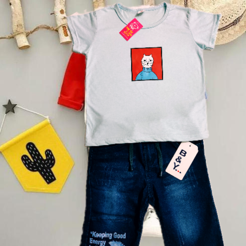 baby boys light blue color tshirt set