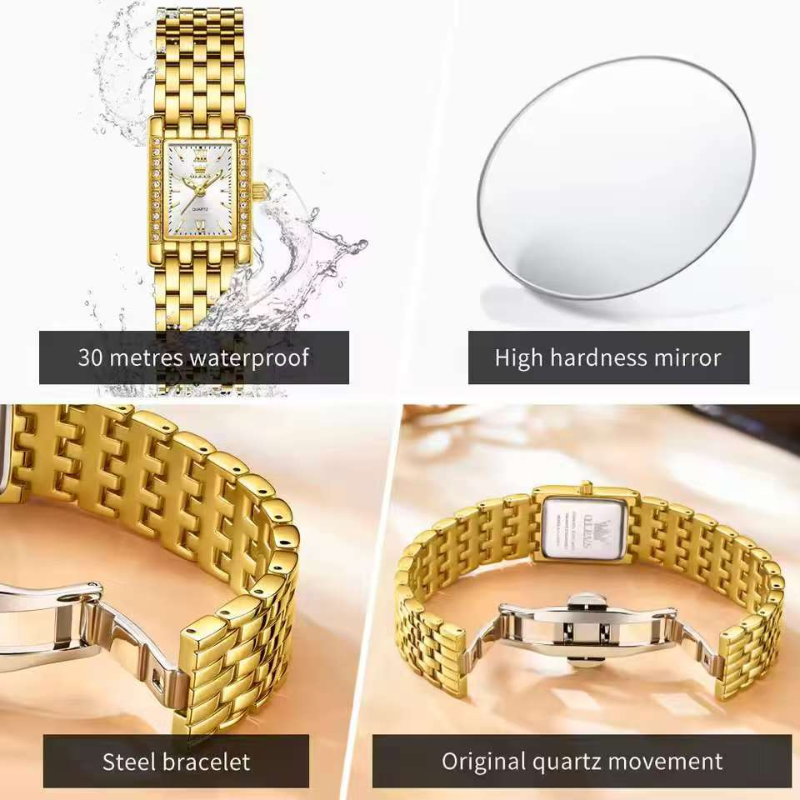 Olevs 3700 ladies pure gold color watch