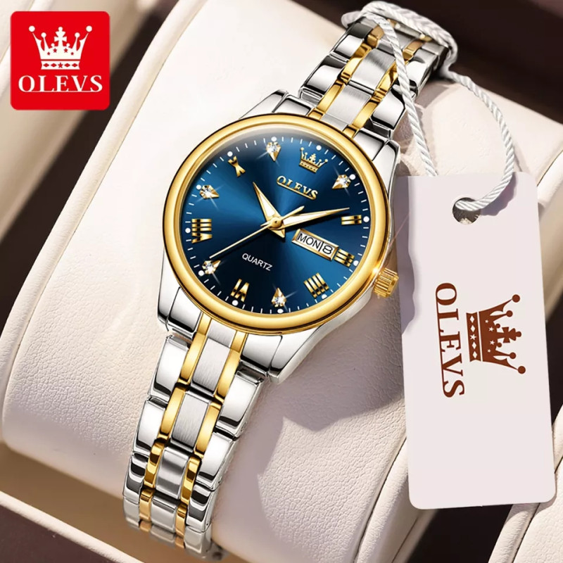 olevs blue dial formal watch for ladies