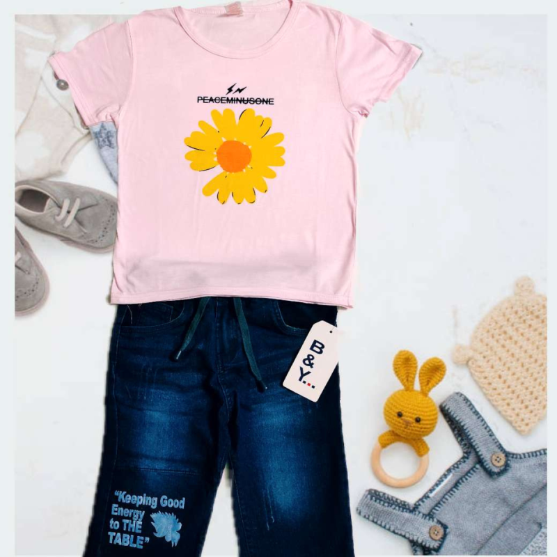 light pink tshirt with jeans for baby boys