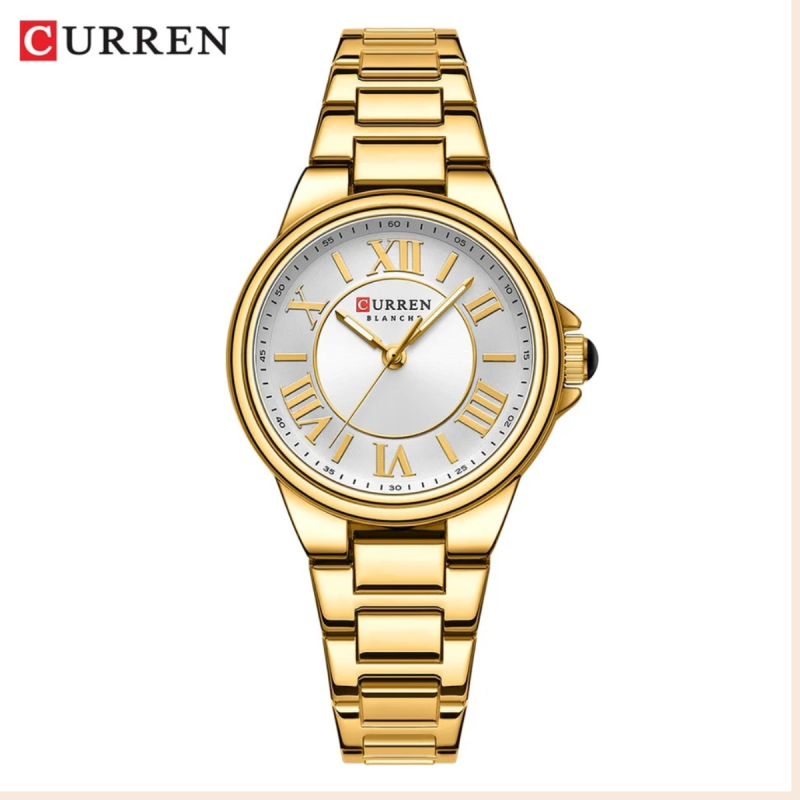 curren 9091 golden ladies watch for office wear