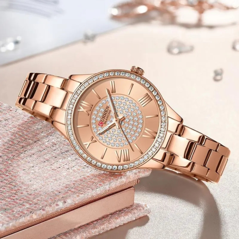 curren diamond watch for ladies fashion