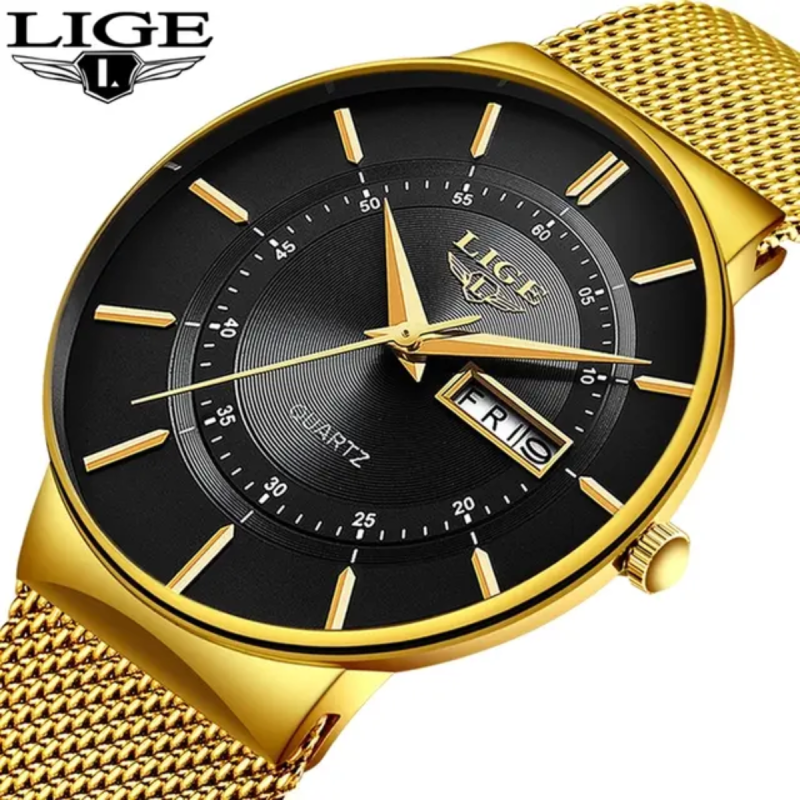 lg9949 golden mesh belt watch for men's fashion