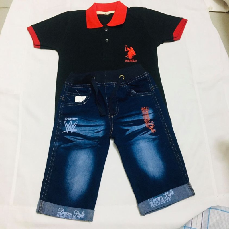black us polo tshirt set for kids