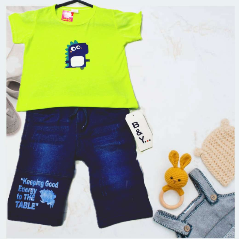 parrot green baby boys tshirt set