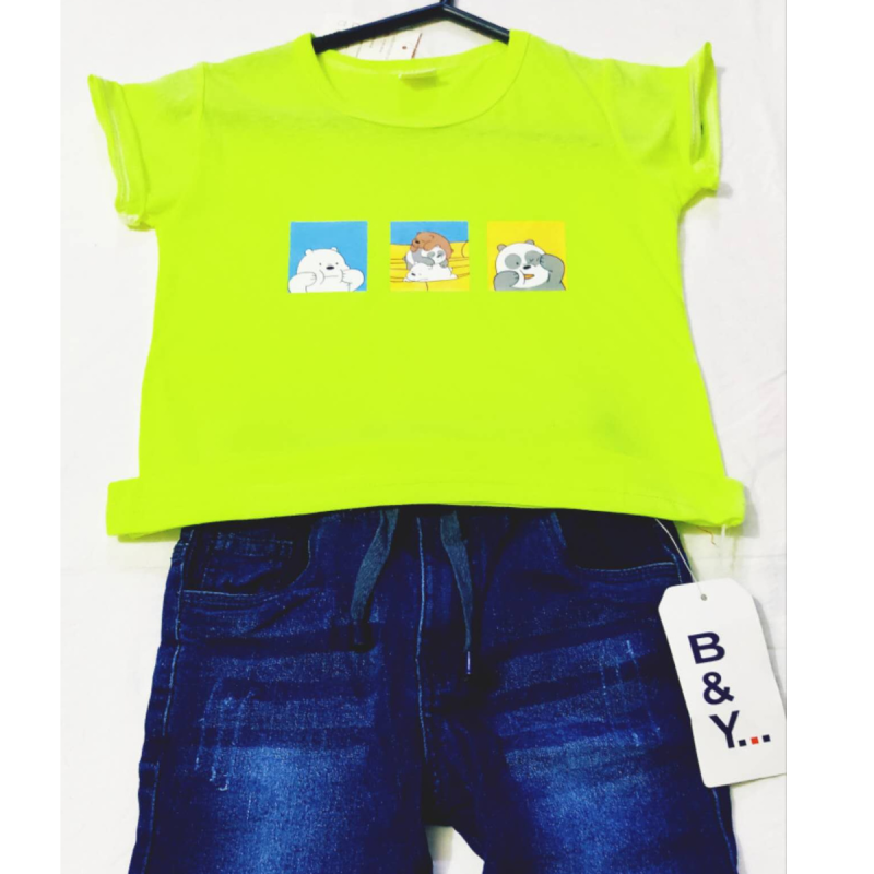 baby boys parrot green shirt set