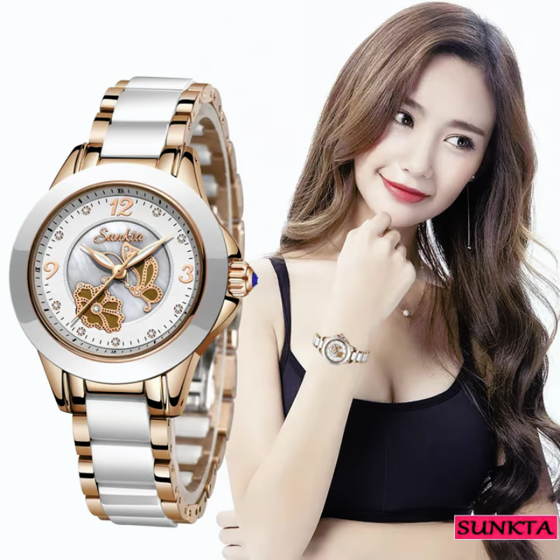 new arrival ladies ceramic black and white watch for ladies