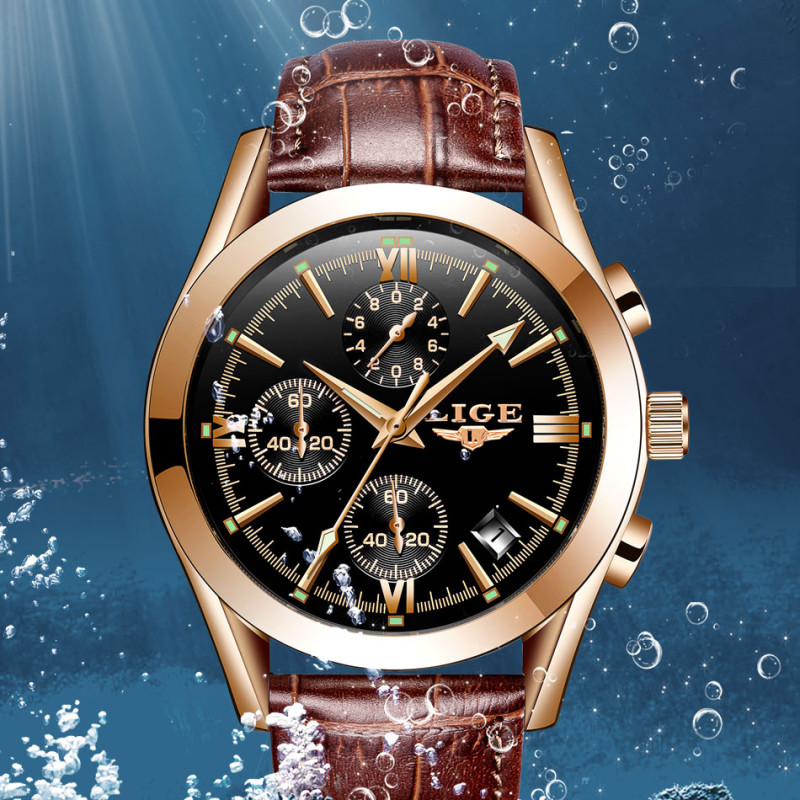 op Brand Luxury Military Quartz Watch Premium Leather Waterproof Sport Chronograph Watch for Men