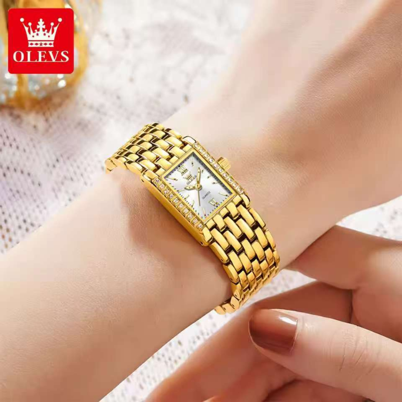 Olevs 3700 ladies pure gold color watch