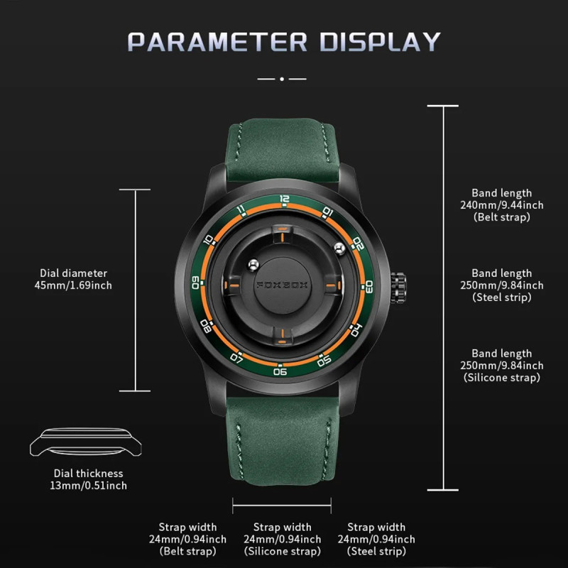 FOXBOX FB0047 Magnetic green watch