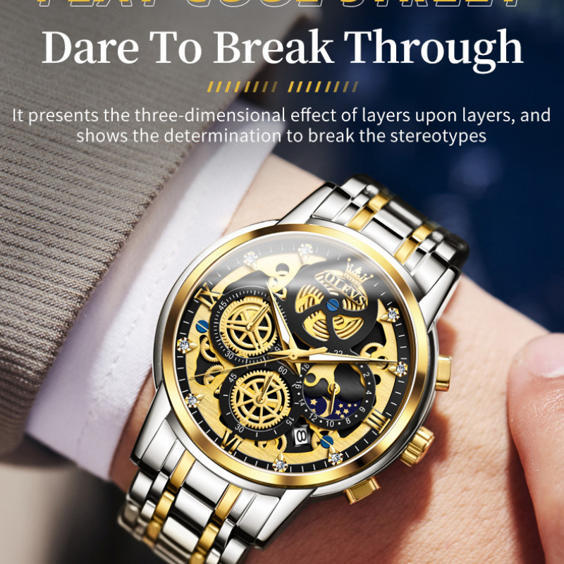 OLEVS 9947 Men's Luxury Watch Imitate Skeleton Watch