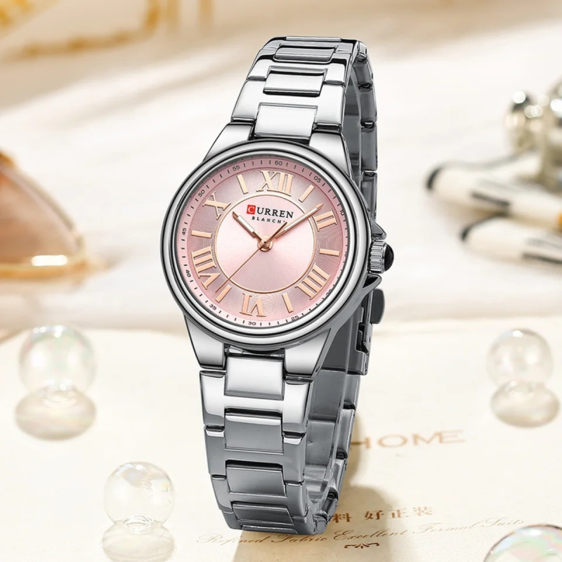 curren 9091 silver pink ladies watch for corporate wear