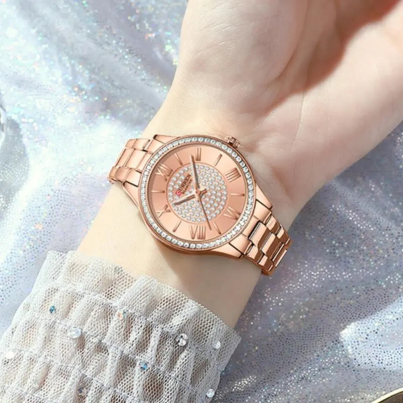 curren diamond watch for ladies fashion